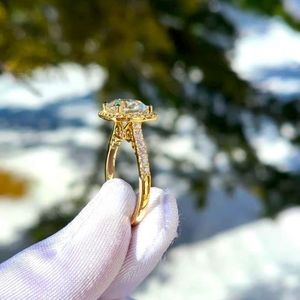 Solid 14k gold 3ct cushion moissanite ring